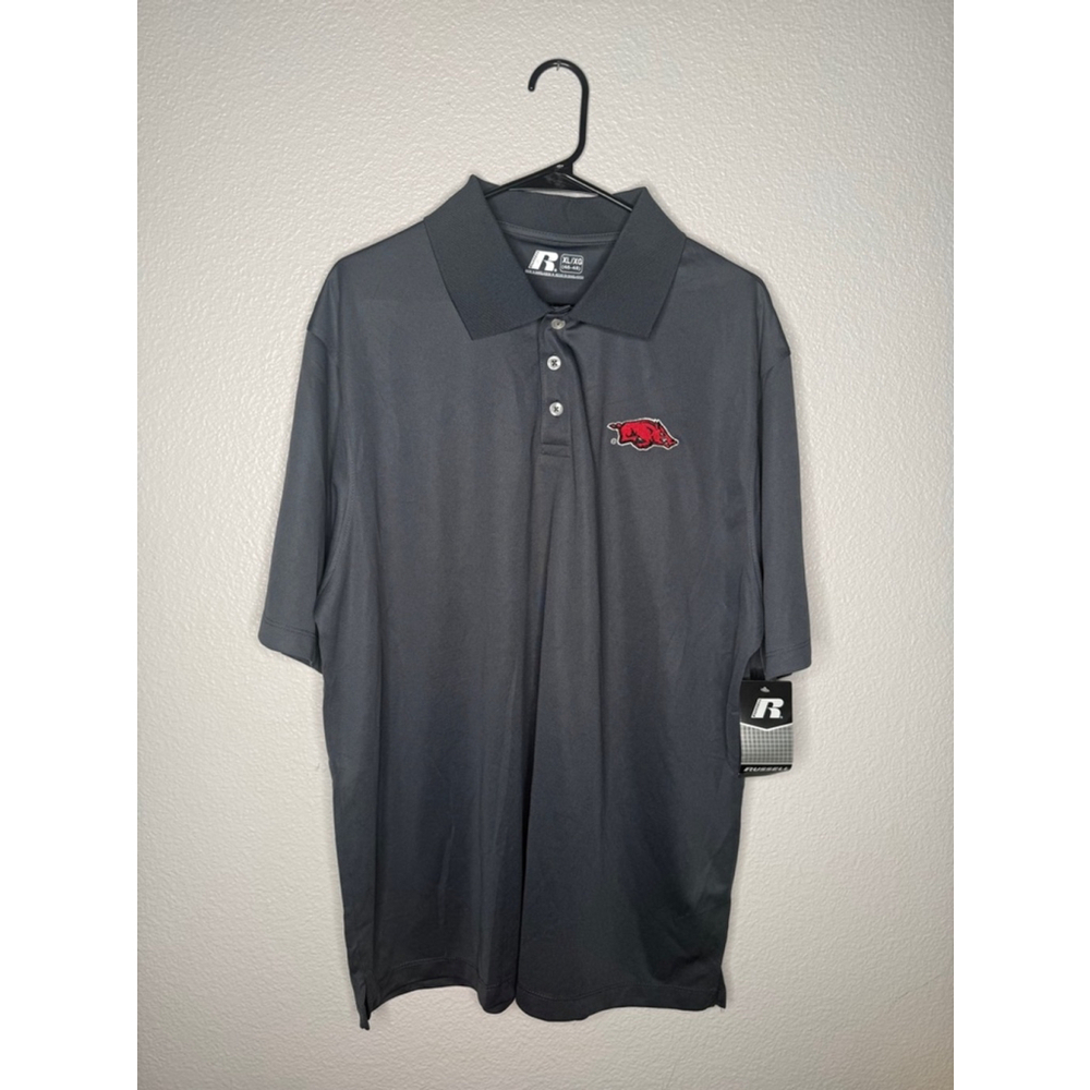 Men's Russell Polo Shirt XL Gray Arkansas Razorbacks NCAA